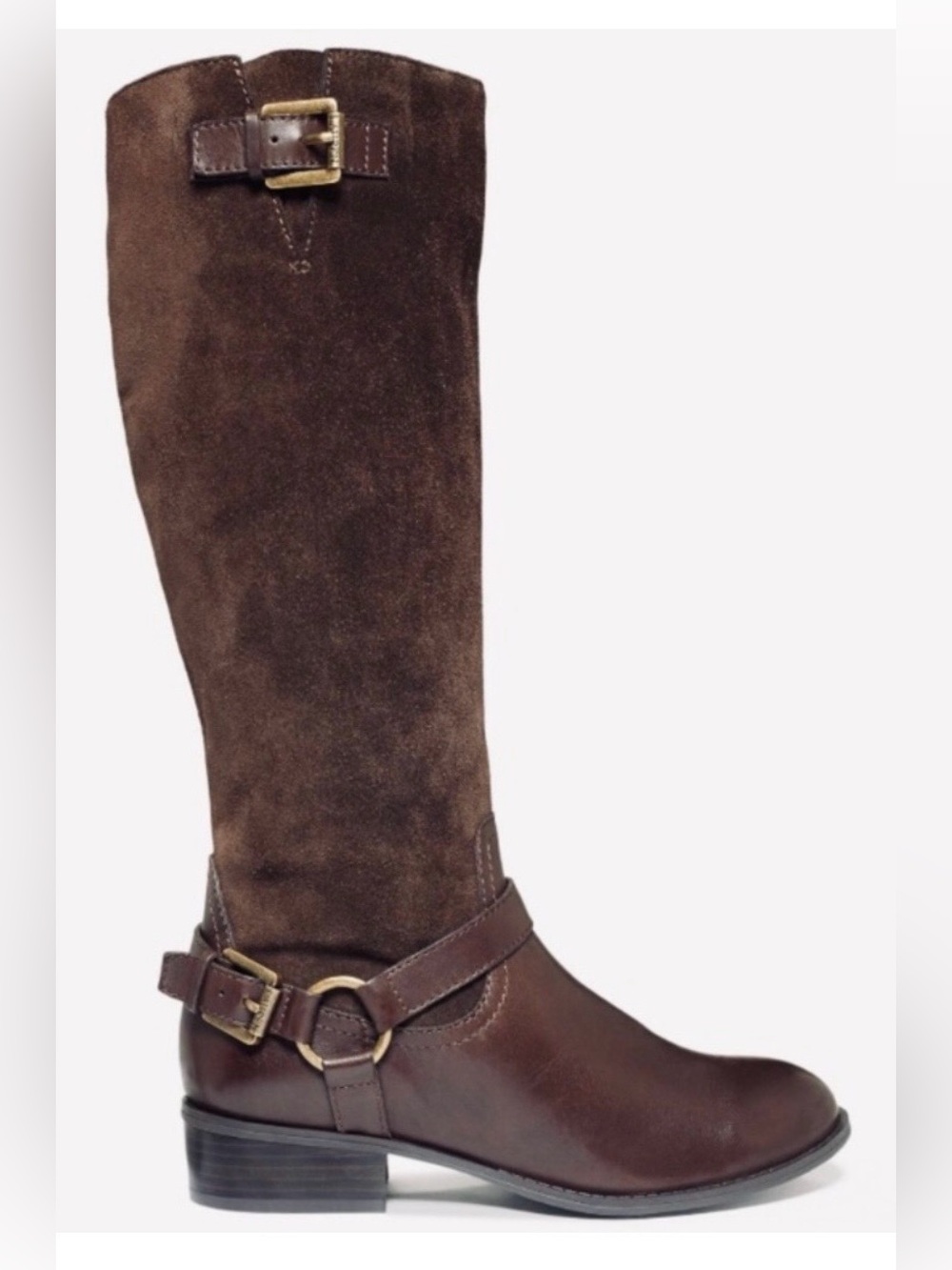 Lauren Ralph Lauren McLeod Brown Suede Leather Wide Calf Riding Boots Fall 6.5